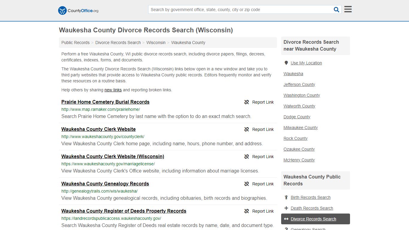 Waukesha County Divorce Records Search (Wisconsin) - County Office