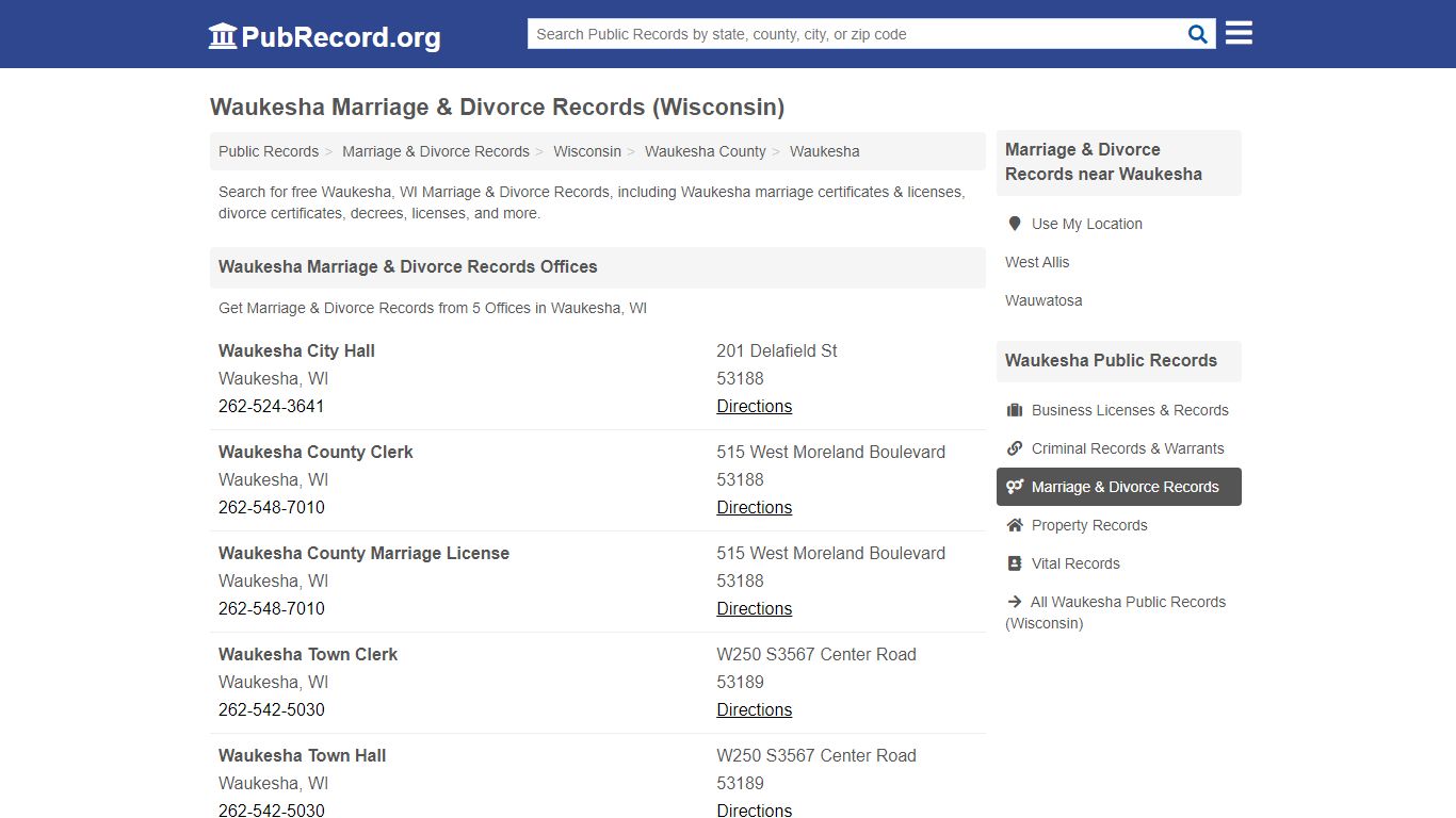 Waukesha Marriage & Divorce Records (Wisconsin)